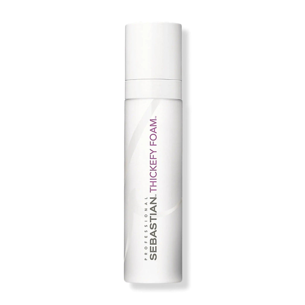 Sebastian Thickefy Foam bottle, volumizing mousse for fine hair, providing thickness, heat protection, and lightweight hold.