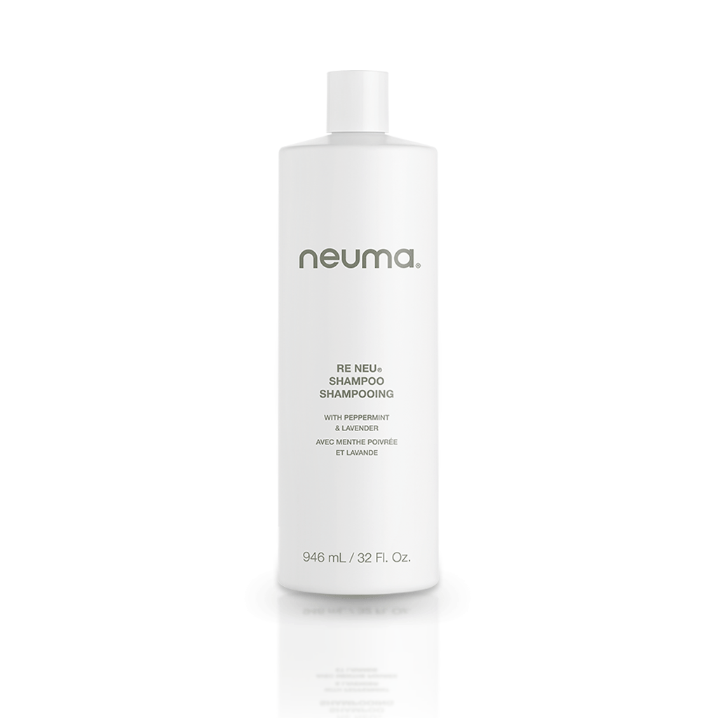 Alt Tag: Re Neu Clarifying Shampoo 32 oz bottle with peppermint and vanilla aroma for revitalizing hair and scalp.