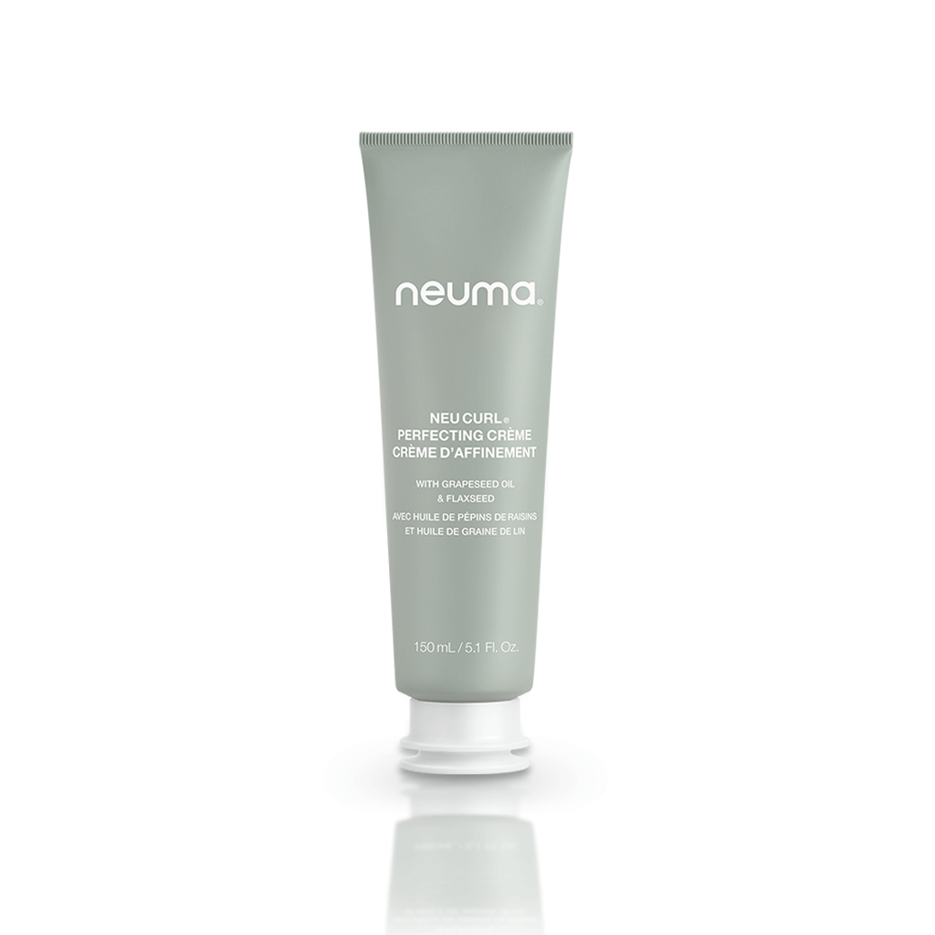 Neu Curl Perfecting Crème for boosting curl formation, shaping curls, and reducing frizz with coconut hibiscus scent in 150ml tube.