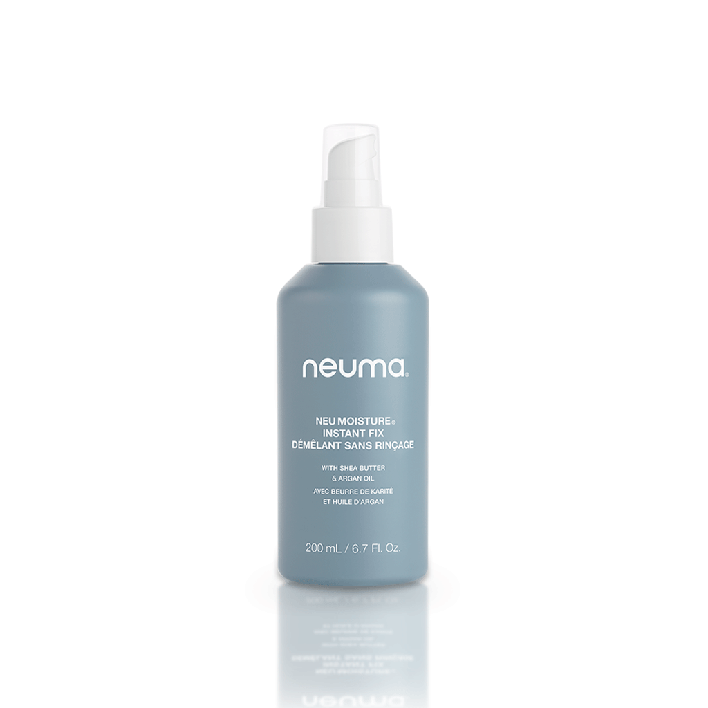 Neu Moisture Instant Fix leave-in spray bottle with shea butter for hydrating and protecting hair, 200ml size.