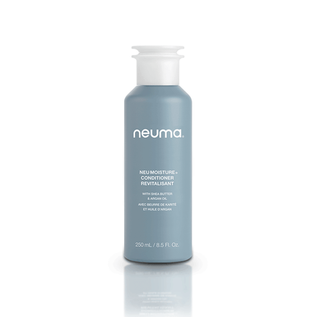 Neu Moisture Conditioner bottle with hydrating formula for soft, shiny hair. Lavender, Mandarin, and Vanilla scent. 250ml size.
