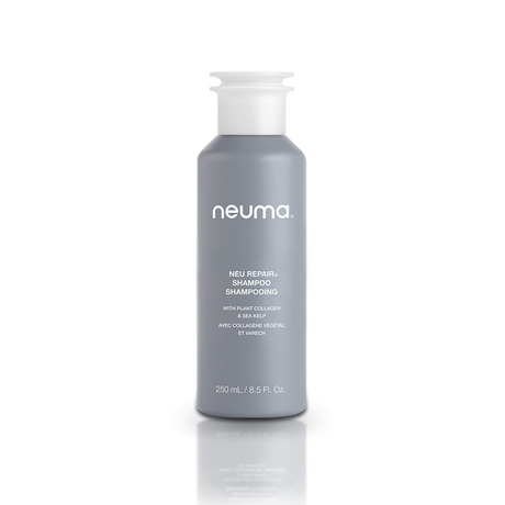 Neu Repair Shampoo bottle, 250 ml, for restoring and hydrating damaged hair with lemon, lavender, and fir needle aroma.
