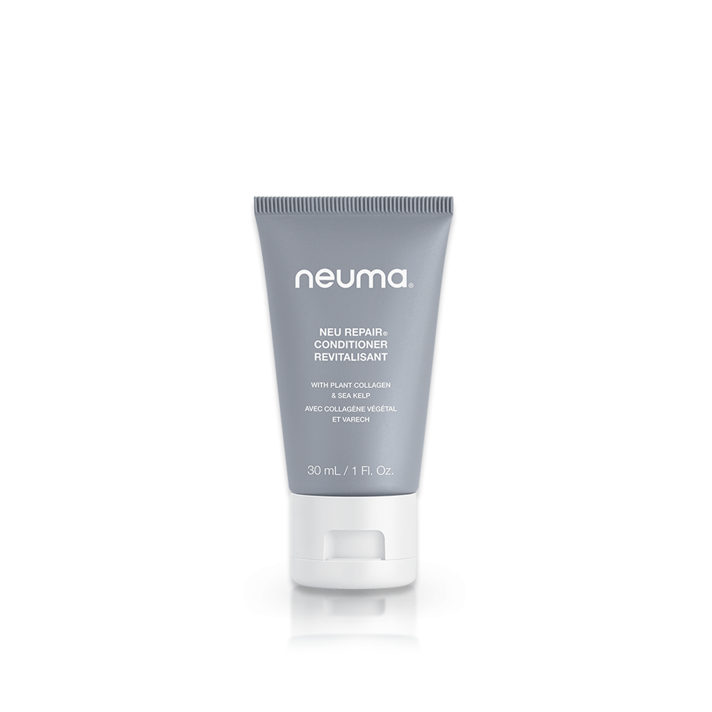 Neu Repair Conditioner tube, ultra-reparative formula for strengthening and revitalizing hair, with lemon, lavender, and fir aroma.