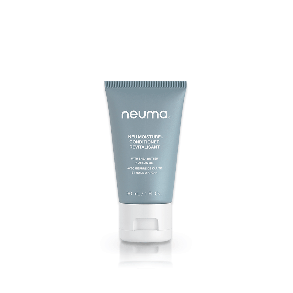 Neu Moisture Conditioner 30ml tube with hydrating formula for soft, silky hair, featuring lavender, mandarin, and vanilla aroma.